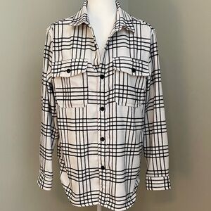 H&M Black and White Plaid Casual Button Down Shirt